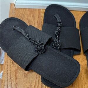 Black Floral Slide Sandals